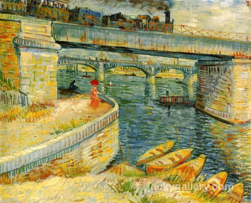 Bridges Across The Seine At Asnieres, Van Gogh painting